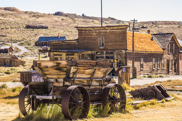 Wooden Wagon With Iron Wheels in California Ghost Town