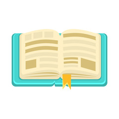 Hard Cover Open Book With Bookmark, Object From Baby Room, Happy Childhood Cute Illustration