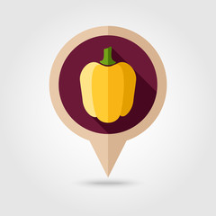 Pepper flat pin map icon. Vegetable vector