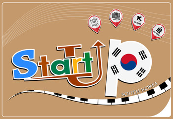 Startup  design made from the flag of South Korea, conceptual vector illustration