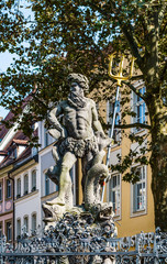 Fototapeta na wymiar The bronze statue of Neptune, Bamberg