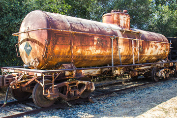 Rusted Railroad Tanker On Side Track