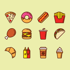 Set Of Junk Food Icon