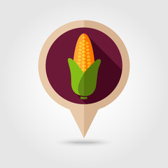 Corn flat pin map icon. Vegetable vector