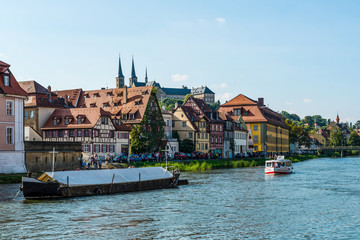 Fototapeta premium Boats on the River Regnitz, Bamberg
