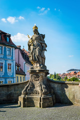 Fototapeta na wymiar Kunigunde statue with gold crown in Bamberg