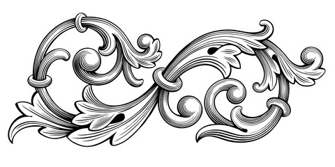 Vintage Baroque Victorian frame border monogram floral engraved scroll ornament leaf retro flower pattern decorative design tattoo black and white filigree calligraphic vector heraldic shield swirl
