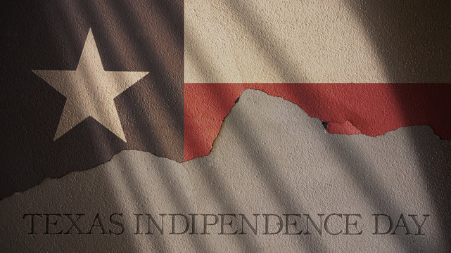 Texas Independence Day. Flag and Cracked Wall