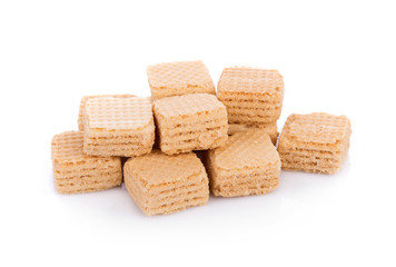 Milk wafers cubes isolated on white background