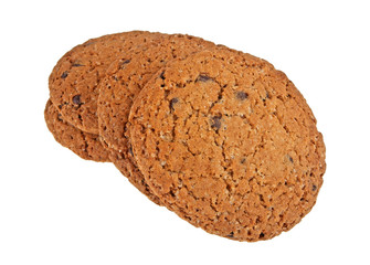 Chocolate chip cookies isolated on white background