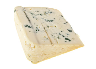 Blue cheese on a white background