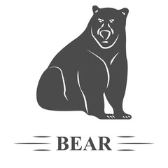 медведь сидит и смотрит вперед, вектор