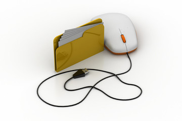 Obraz premium Computer mouse connected with file folder