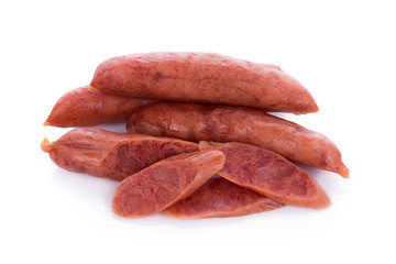 Chinese sausage on white background