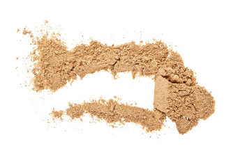 Cinnamon powder on a white background, top view