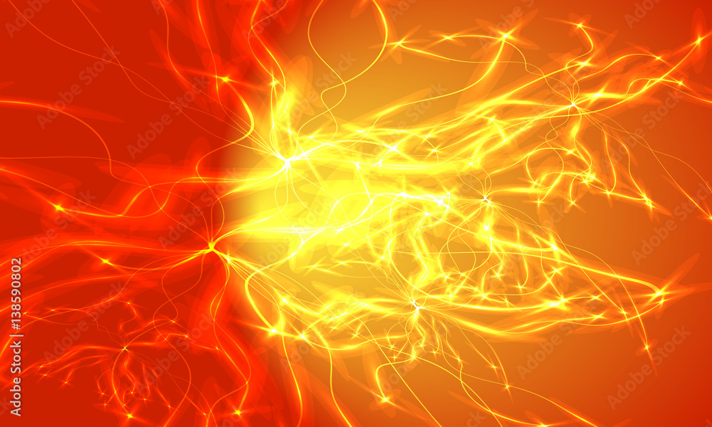 Aufkleber red and yellow vector background with abstract lines and lights