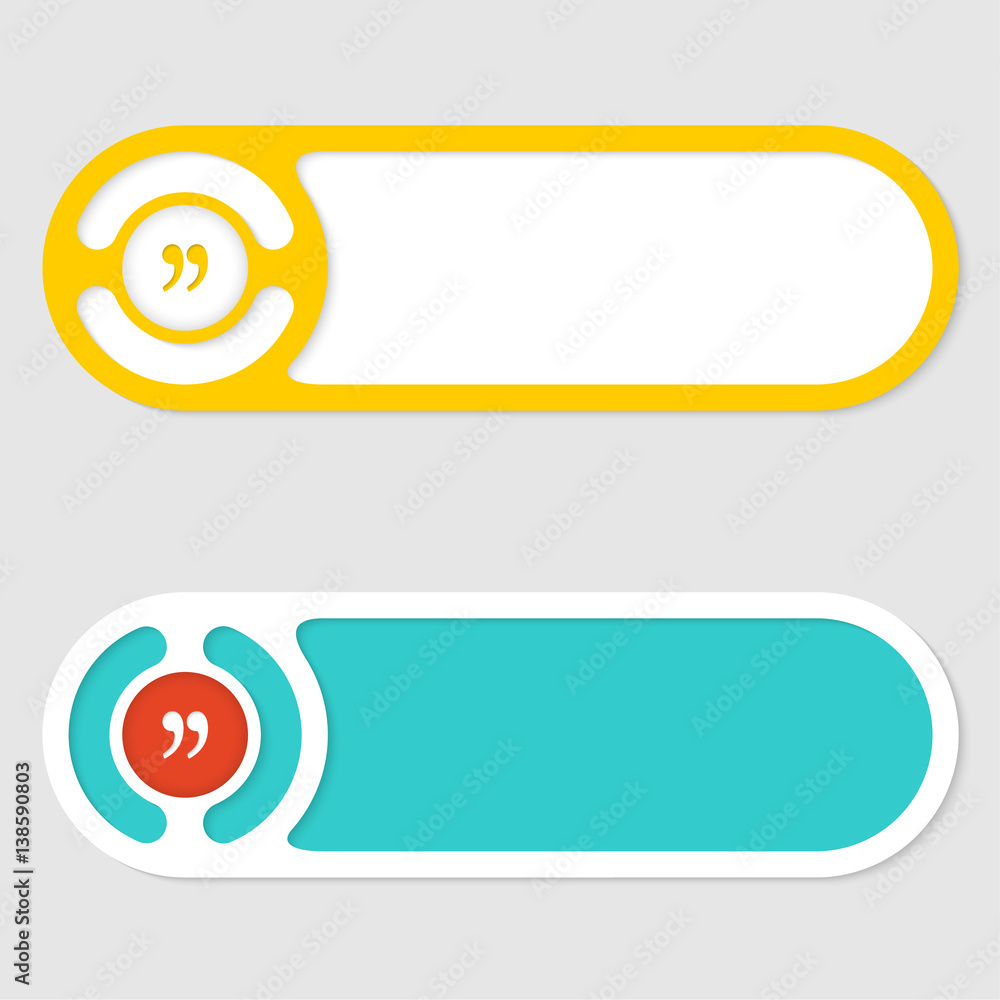 Poster set of two vector abstract buttons and quotation mark