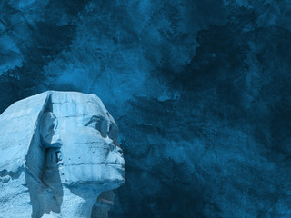 Amazing egyptian background. The head of the Sphinx. Grunge texture. Parchment. Watercolor