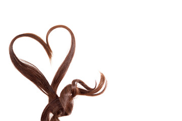 Hair heart on isolated white