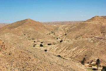 Fototapeta na wymiar Landscape with the Atlas mountains in Tunisia