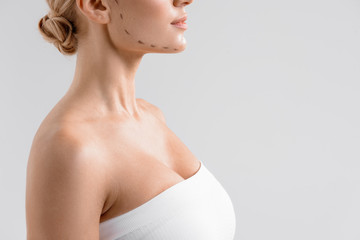 Fototapeta premium Slim lady preparing for plastic surgery operation