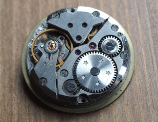 vintage watch mechanism close up