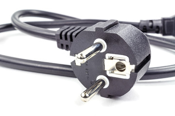 EU plug for power cable on a white background