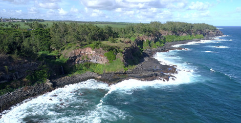 Aerial view of the wild south coast of Mauritius