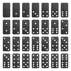 Full set black domino pieces.