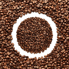 Coffee beans background with place for text