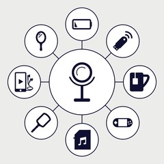 Set of 9 portable filled icons