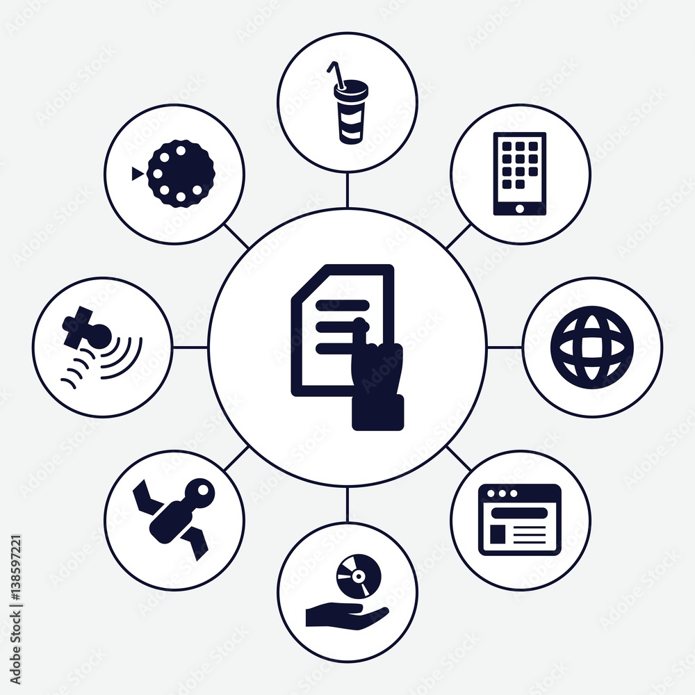 Poster set of 9 application filled icons