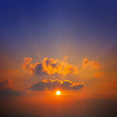 beautiful sunrise and cloudy sky