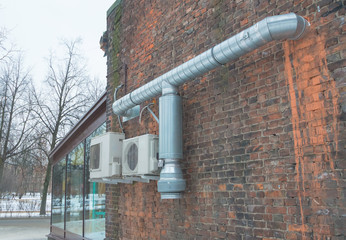 the wall of the building air conditioning and ventilation pipe.