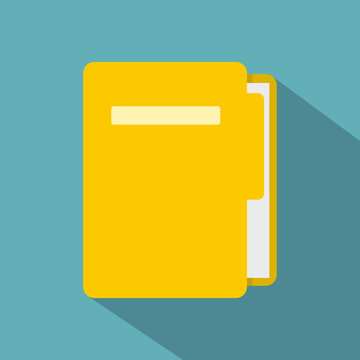 Yellow File Folder Icon, Flat Style