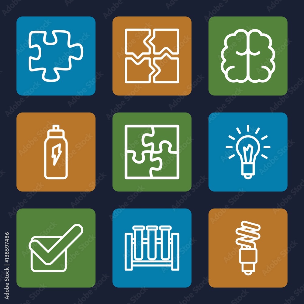 Poster set of 9 solution outline icons
