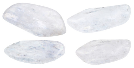 set of tumbled Natrolite gemstone isolated