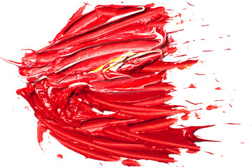 Artists oil paints, colored background. Abstract red splashes and stains