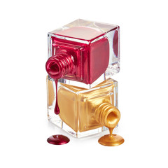 Bottles with spilled nail polish