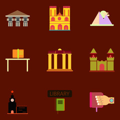 Travel. Famous monuments of world. history book education, Sketch vector illustration collection