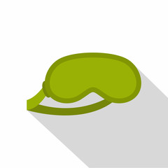 Green sleeping mask icon, flat style