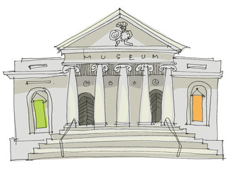 old museum - cartoon