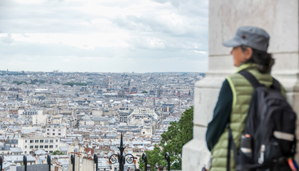 Montmartre, tourist overlooking Paris.