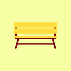 Wooden bench isolated on colorful background. Park vector bench in flat style