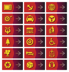 Set of various information signs and arrows