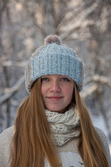 beautiful girl in a knitted hat