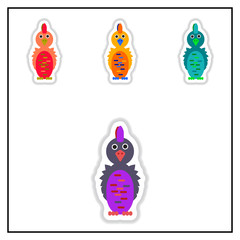 Collection of Vector illustration in paper sticker style parrot Cockatoo