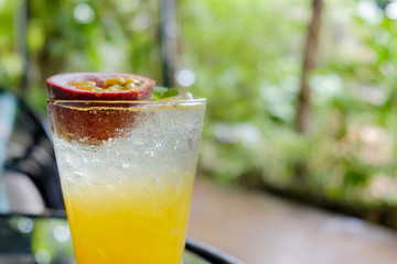 Cold passion fruit juice.