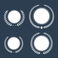 Best award Vector gold award laurel wreath set. Winner label, leaf symbol victory, triumph and success illustration collection.