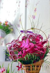 Flower arrangement in a basket